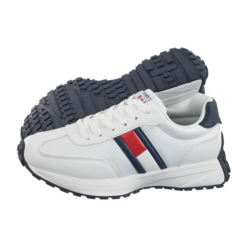 Tommy Hilfiger Flag Low Cut Lace-Up Sneaker White/Blue T3X9-33877-1695X336 (TH1287-a) sports Shoes