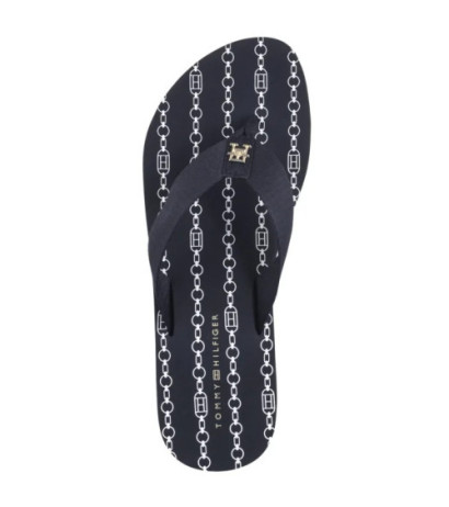 Tommy Hilfiger Im TH Chainprint Midwedge Sandal Space Blue FW0FW08527 DW6 (TH1294-a) shoes