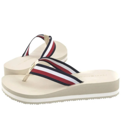 Tommy Hilfiger TH Corp Mid Wedge Beach Sandal Muslin FW0FW08517 ACJ (TH1295-b) shoes