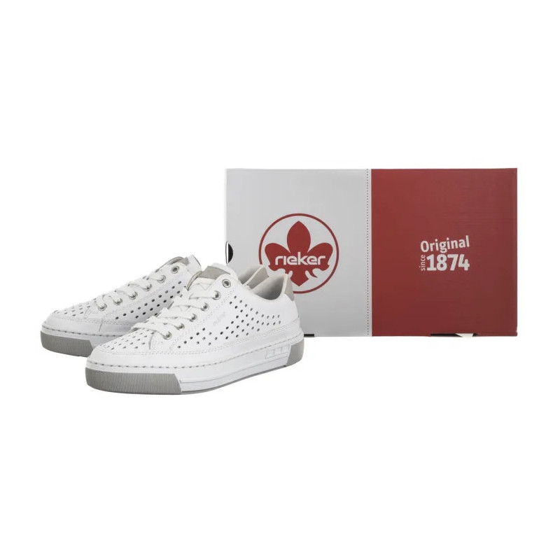 Rieker Białe Ażurowe L8849-80 White (RI240-a) shoes
