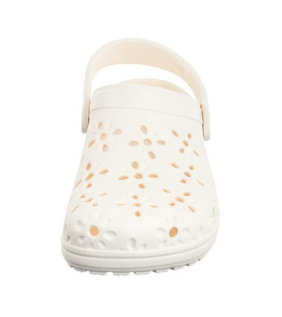 Crocs Classic Floral Cut Out Clog Chalk 210943-0WV (CR345-a) Women's Shoes/Flip Flops