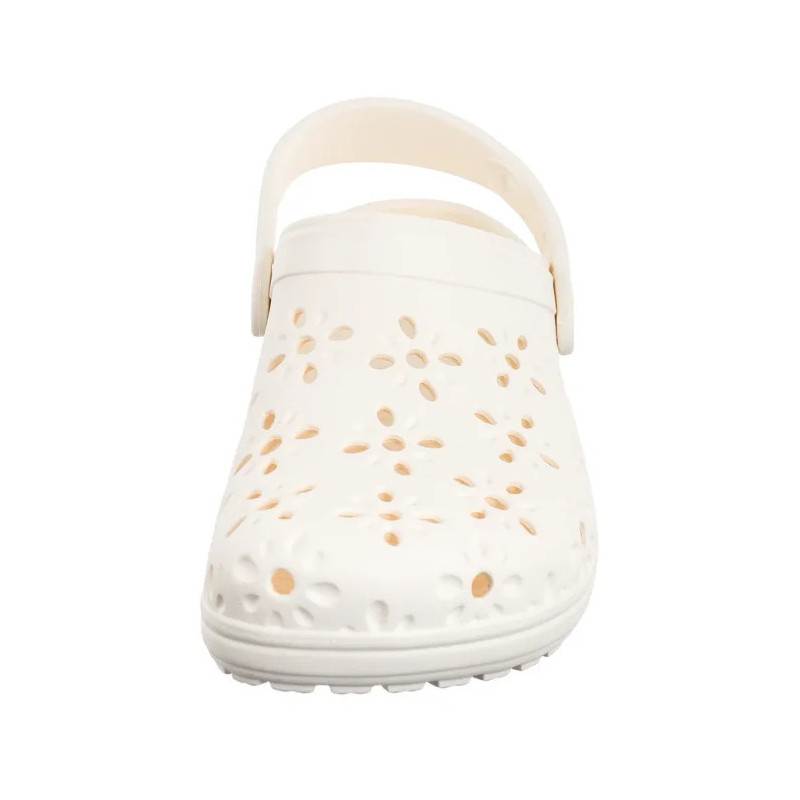 Crocs Classic Floral Cut Out Clog Chalk 210943-0WV (CR345-a) Women's Shoes/Flip Flops