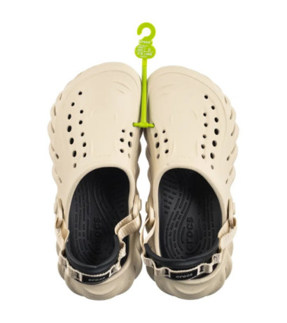 Crocs Echo Clog Bone/Black 207937-2YJ (CR347-a) Women's Shoes/Flip Flops
