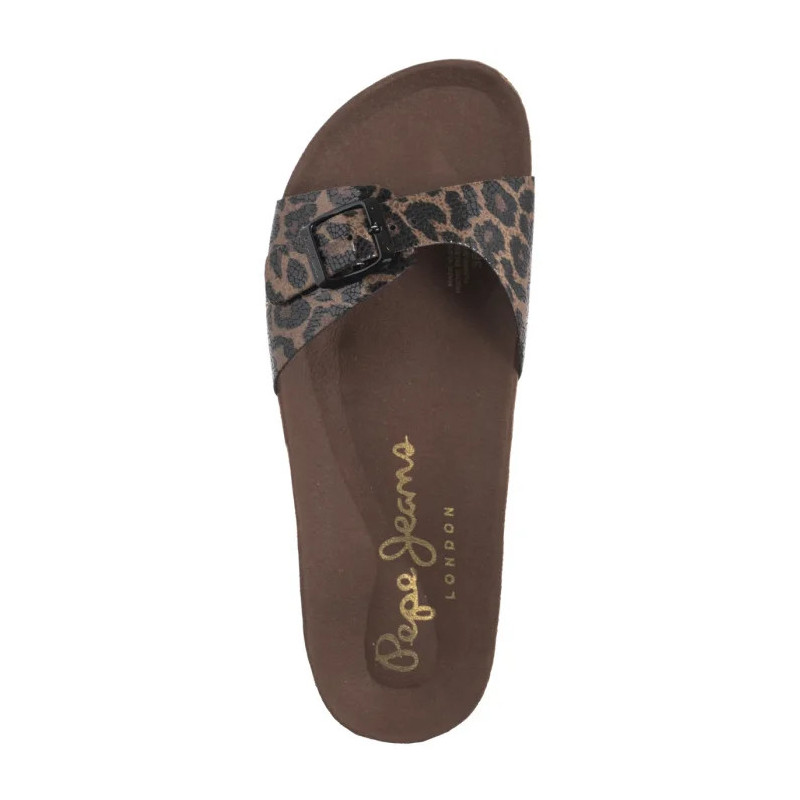 Pepe Jeans Oban Leopard W Dark Brown PLS90612 898 (PE37-a) Women's Shoes/Flip Flops