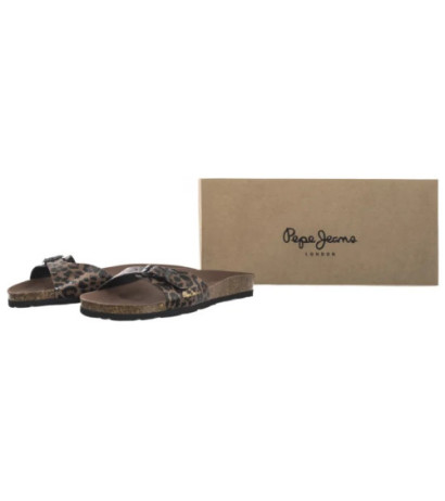 Pepe Jeans Oban Leopard W Dark Brown PLS90612 898 (PE37-a) Women's Shoes/Flip Flops