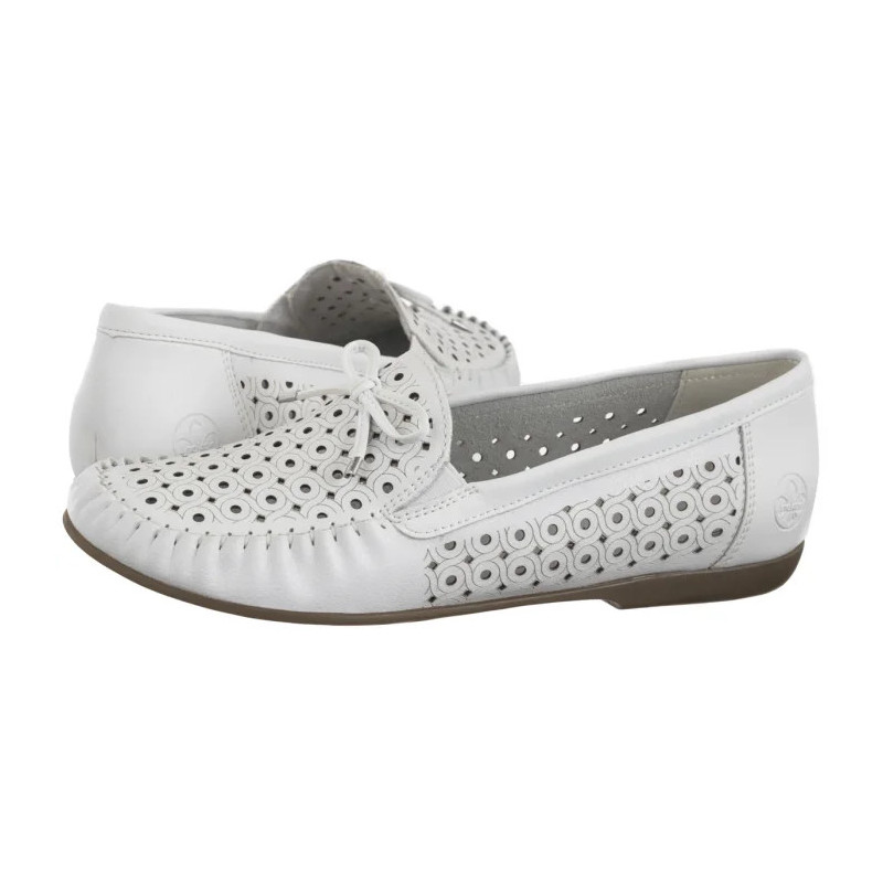 Rieker Białe Ażurowe L6352-80 White (RI249-a) shoes