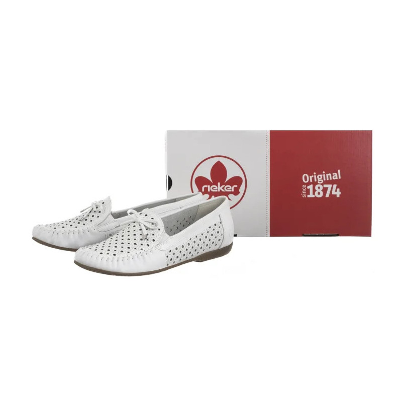 Rieker Białe Ażurowe L6352-80 White (RI249-a) shoes