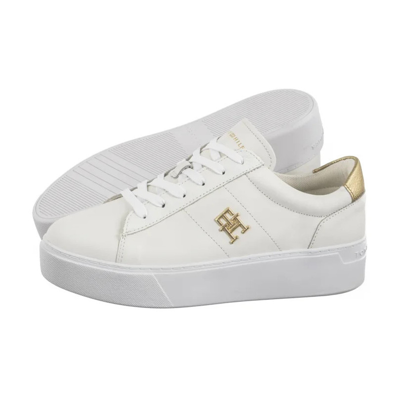 Tommy Hilfiger Platform Court Sneaker Metallics White FW0FW08648 YBS (TH1313-a) shoes
