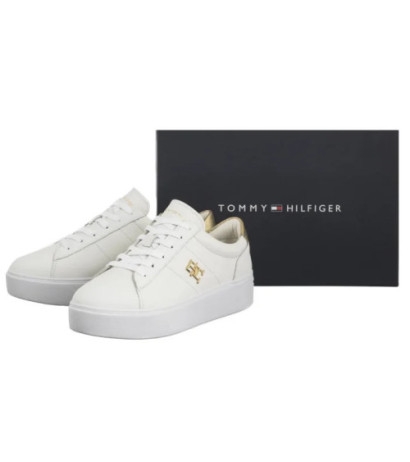 Tommy Hilfiger Platform Court Sneaker Metallics White FW0FW08648 YBS (TH1313-a) shoes