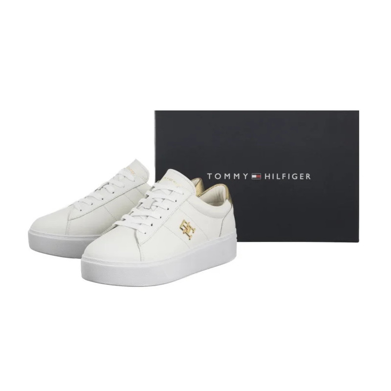 Tommy Hilfiger Platform Court Sneaker Metallics White FW0FW08648 YBS (TH1313-a) shoes