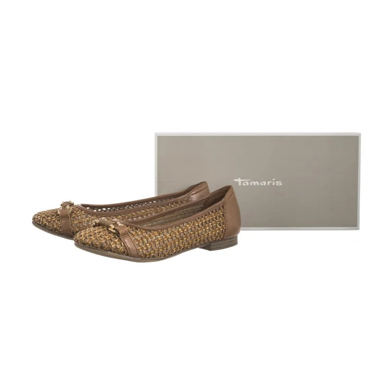Tamaris Brązowe 1-22138-44 Cognac (TM529-a) ballerinas