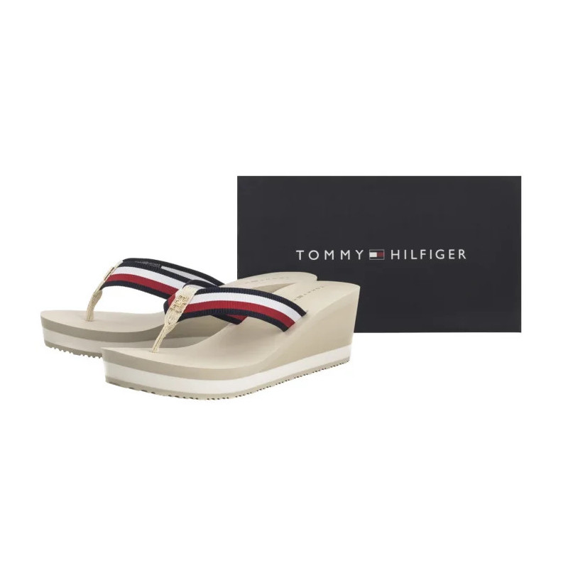 Tommy Hilfiger TH Corporate Wedge Beach Sandal Muslin FW0FW08520 ACJ (TH1314-a) shoes