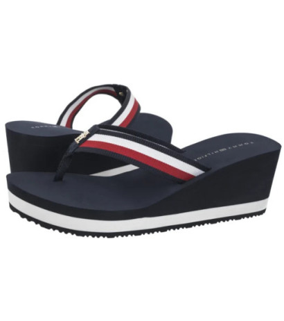 Tommy Hilfiger TH Corporate Wedge Beach Sandal Space Blue FW0FW08520 DW6 (TH1314-b) shoes