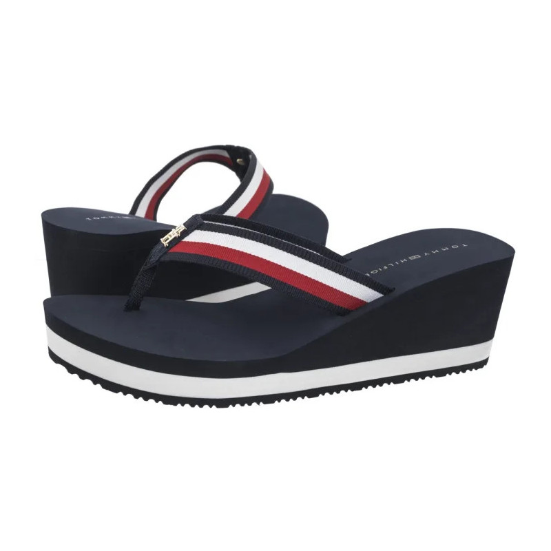 Tommy Hilfiger TH Corporate Wedge Beach Sandal Space Blue FW0FW08520 DW6 (TH1314-b) shoes
