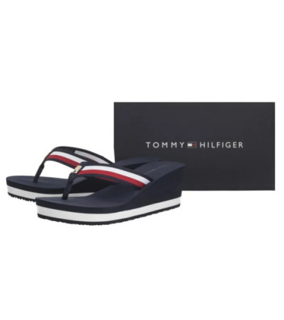 Tommy Hilfiger TH Corporate Wedge Beach Sandal Space Blue FW0FW08520 DW6 (TH1314-b) shoes