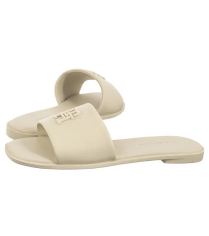Tommy Hilfiger TH Logo Hardware Leather Mule Muslin FW0FW08806 ACJ (TH1320-a) Women's Shoes/Flip Flops