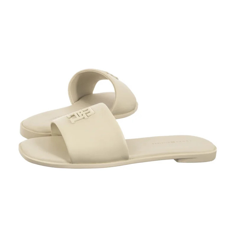 Tommy Hilfiger TH Logo Hardware Leather Mule Muslin FW0FW08806 ACJ (TH1320-a) Women's Shoes/Flip Flops