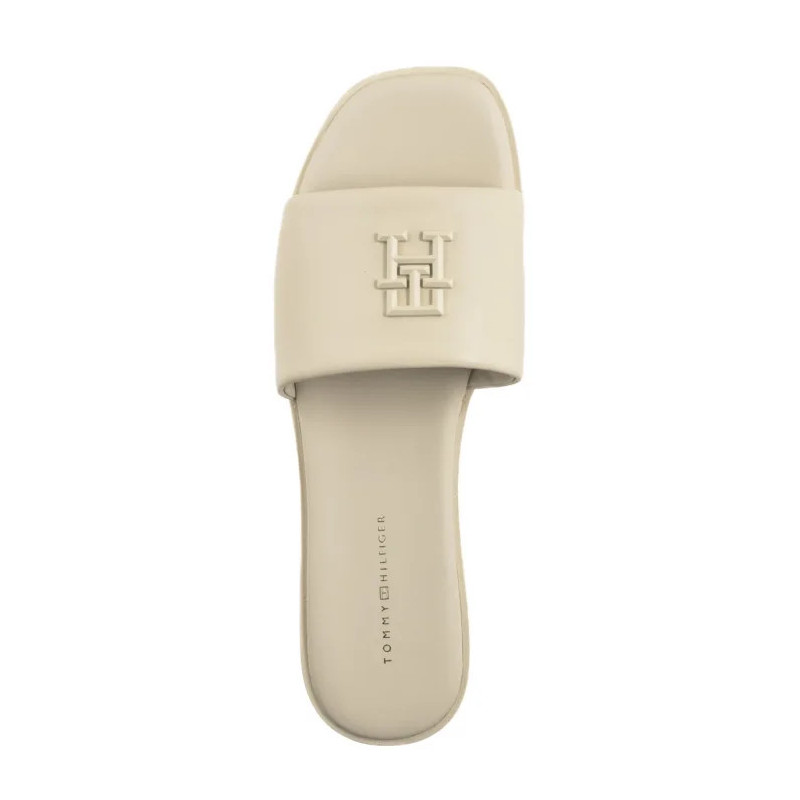 Tommy Hilfiger TH Logo Hardware Leather Mule Muslin FW0FW08806 ACJ (TH1320-a) Women's Shoes/Flip Flops