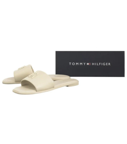Tommy Hilfiger TH Logo Hardware Leather Mule Muslin FW0FW08806 ACJ (TH1320-a) Women's Shoes/Flip Flops