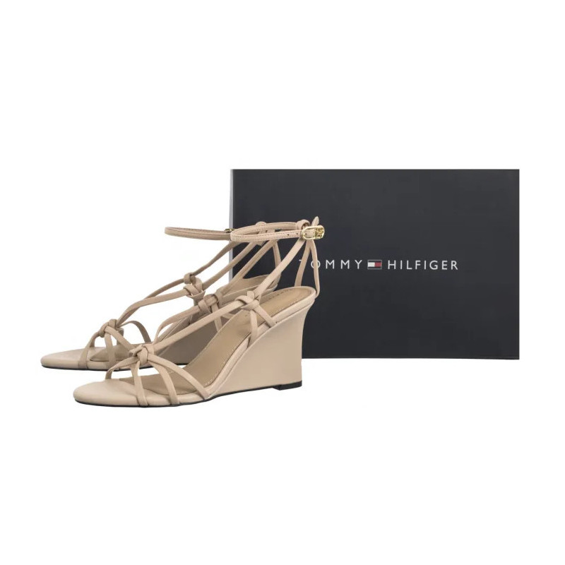 Tommy Hilfiger Leather Knots Wedge Sandal Misty Blush FW0FW08417 TRY (TH1331-a) shoes