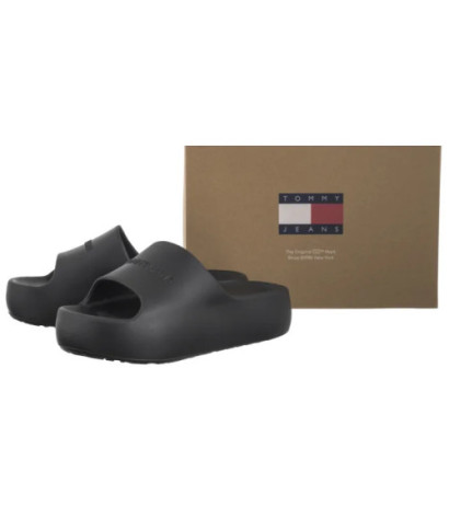 Tommy Hilfiger Tjw Chunky Pool Slide Ess Delicate Black EN0EN02879 BDS (TH1325-b) Women's Shoes/Flip Flops