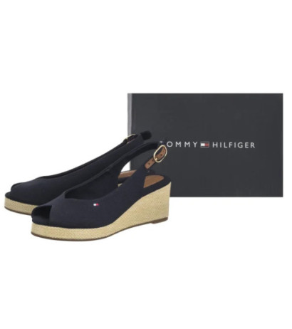 Tommy Hilfiger Flag Mid Wedge Espad Slingback Space Blue FW0FW08595 DW6 (TH1328-b) shoes
