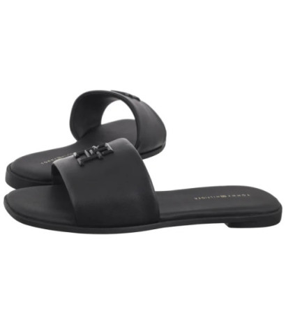 Tommy Hilfiger TH Logo Hardware Leather Mule Black FW0FW08806 BDS (TH1320-b) Women's Shoes/Flip Flops