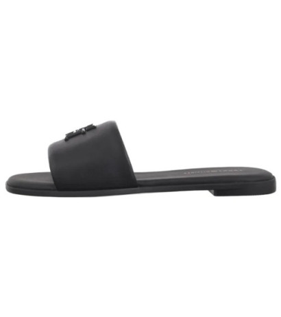 Tommy Hilfiger TH Logo Hardware Leather Mule Black FW0FW08806 BDS (TH1320-b) Women's Shoes/Flip Flops