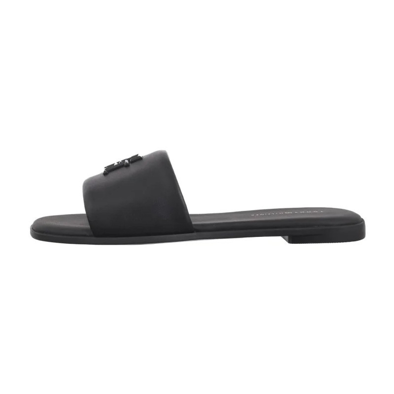 Tommy Hilfiger TH Logo Hardware Leather Mule Black FW0FW08806 BDS (TH1320-b) Women's Shoes/Flip Flops