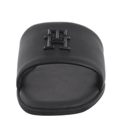 Tommy Hilfiger TH Logo Hardware Leather Mule Black FW0FW08806 BDS (TH1320-b) Women's Shoes/Flip Flops