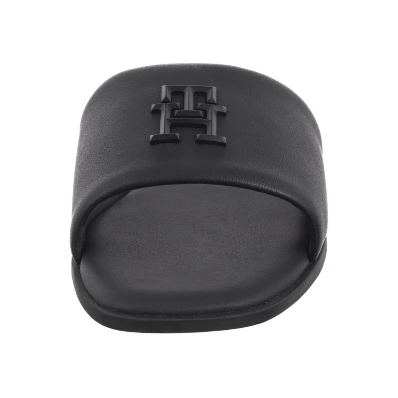 Tommy Hilfiger TH Logo Hardware Leather Mule Black FW0FW08806 BDS (TH1320-b) Women's Shoes/Flip Flops