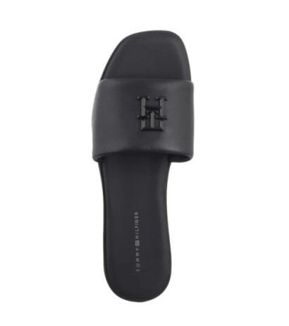 Tommy Hilfiger TH Logo Hardware Leather Mule Black FW0FW08806 BDS (TH1320-b) Women's Shoes/Flip Flops