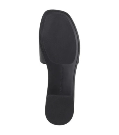 Tommy Hilfiger TH Logo Hardware Leather Mule Black FW0FW08806 BDS (TH1320-b) Women's Shoes/Flip Flops