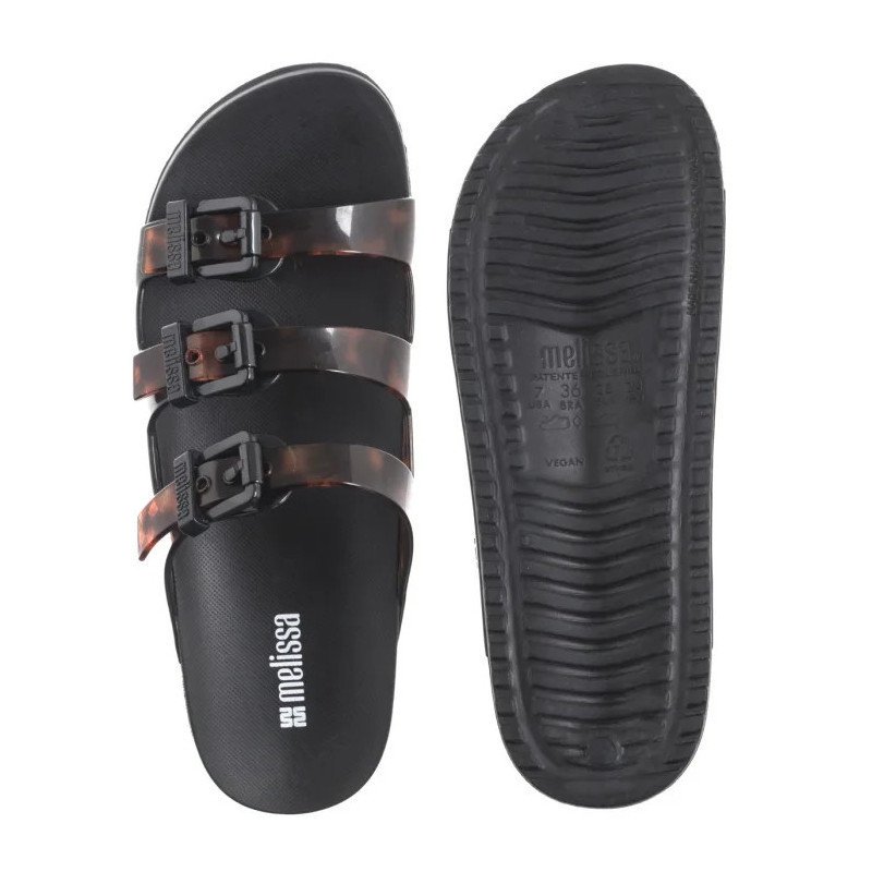 Melissa Cozy Stripes AD 35943/BC962 Black/Clear Tortoise (ML360-b) Women's Shoes/Flip Flops