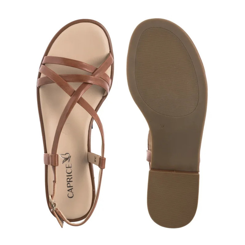 Caprice Brązowe 9-28100-44 303 Cognac Nappa (CP438-b) sandals