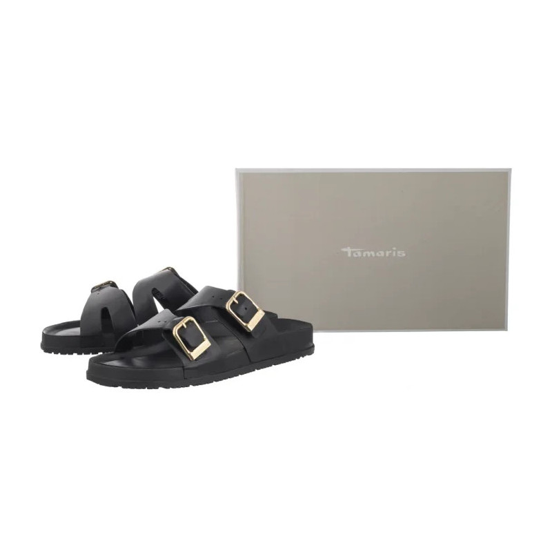Tamaris Czarne 1-27500-44 003 Black Leather (TM539-a) Women's Shoes/Flip Flops