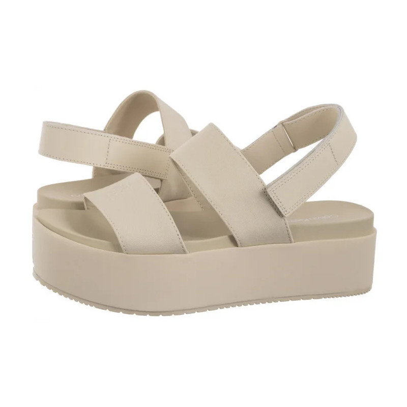Calvin Klein Flatform Sandal Sling In Triple Turtle Dove YW0YW01788 AEO (CK652-a) shoes