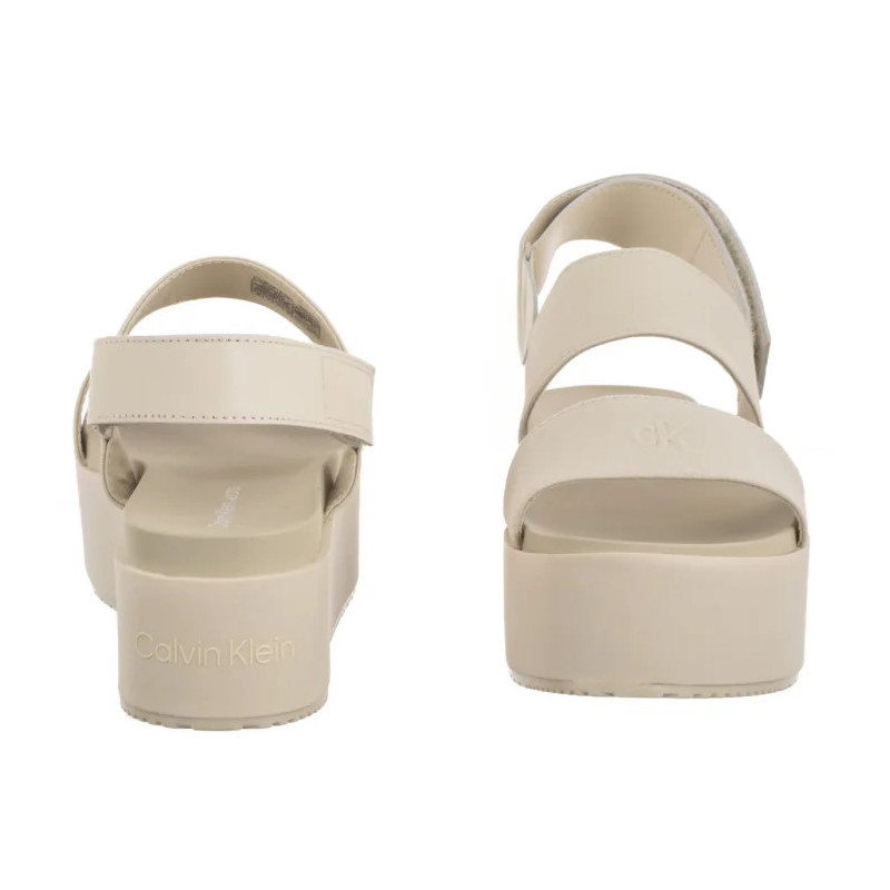 Calvin Klein Flatform Sandal Sling In Triple Turtle Dove YW0YW01788 AEO (CK652-a) shoes