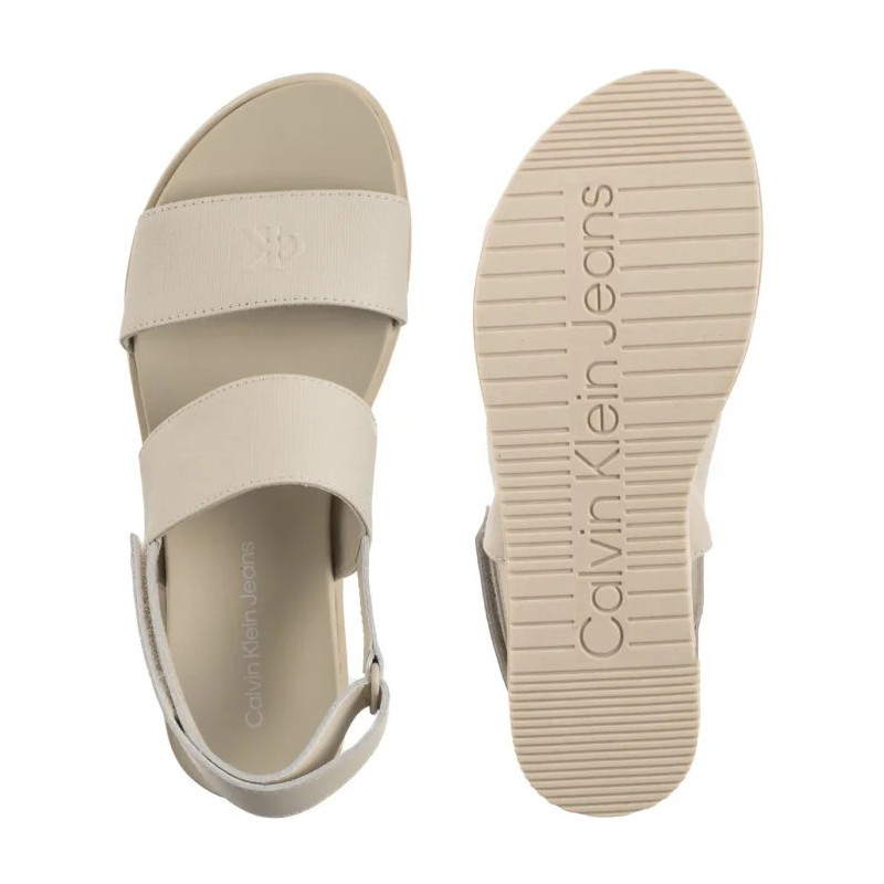 Calvin Klein Flatform Sandal Sling In Triple Turtle Dove YW0YW01788 AEO (CK652-a) shoes