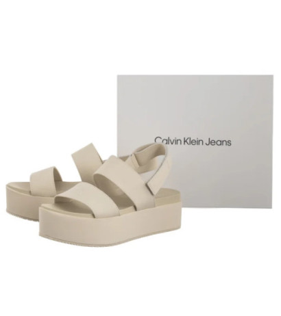 Calvin Klein Flatform Sandal Sling In Triple Turtle Dove YW0YW01788 AEO (CK652-a) shoes