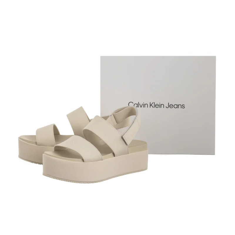 Calvin Klein Flatform Sandal Sling In Triple Turtle Dove YW0YW01788 AEO (CK652-a) shoes