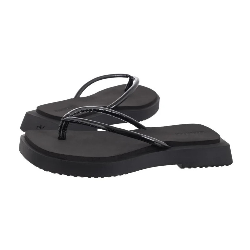 Calvin Klein Sq Low Wedge Sandal Stitch Triple Black YW0YW01716 0GJ (CK653-a) flip flops
