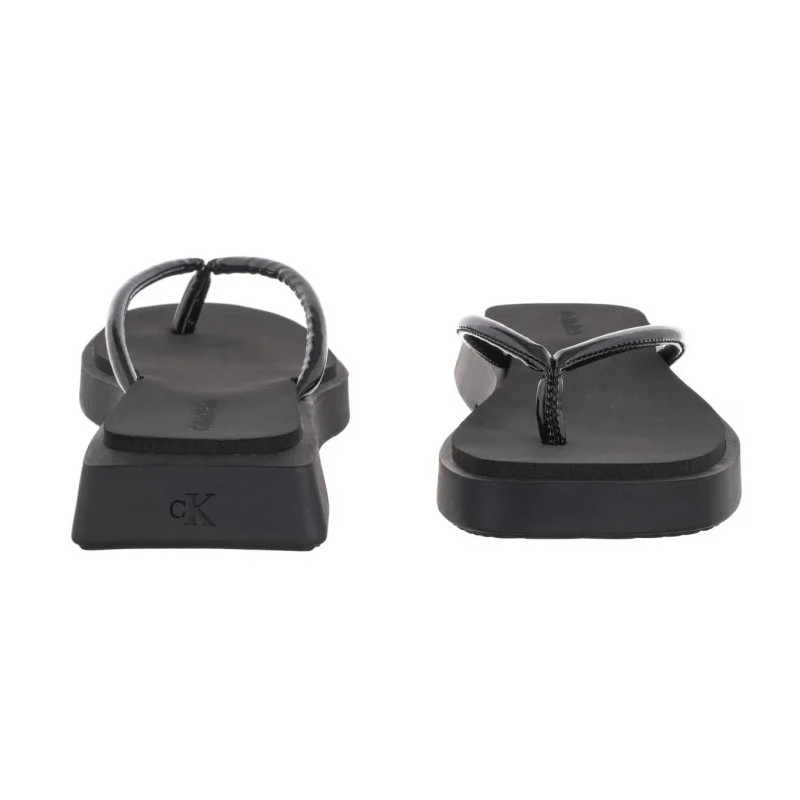 Calvin Klein Sq Low Wedge Sandal Stitch Triple Black YW0YW01716 0GJ (CK653-a) flip flops