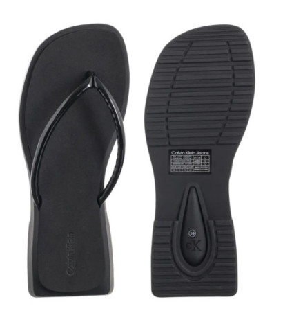 Calvin Klein Sq Low Wedge Sandal Stitch Triple Black YW0YW01716 0GJ (CK653-a) flip flops