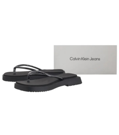 Calvin Klein Sq Low Wedge Sandal Stitch Triple Black YW0YW01716 0GJ (CK653-a) flip flops