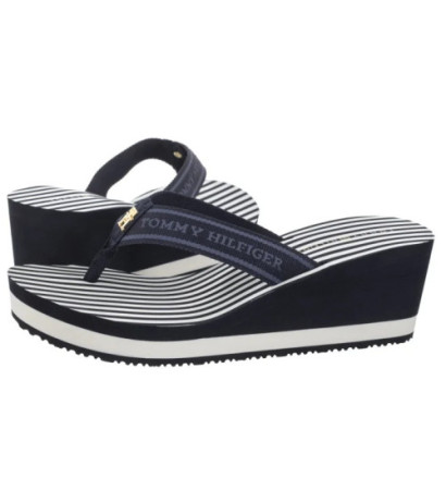 Tommy Hilfiger TH Stripes Wedge Beach Sandal Space Blue FW0FW08521 DW6 (TH1339-a) shoes