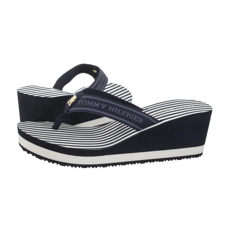 Tommy Hilfiger TH Stripes Wedge Beach Sandal Space Blue FW0FW08521 DW6 (TH1339-a) shoes