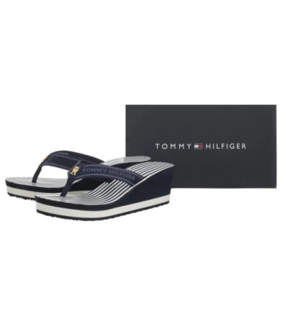 Tommy Hilfiger TH Stripes Wedge Beach Sandal Space Blue FW0FW08521 DW6 (TH1339-a) shoes
