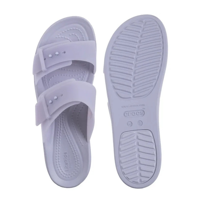 Crocs Brooklyn Buckle Frosted Low Wedge Purple Moon 210980-5BR (CR368-a) shoes