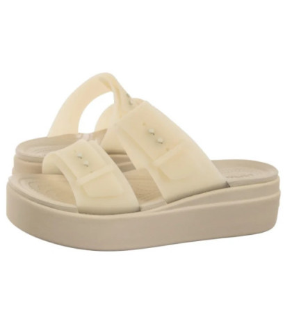 Crocs Brooklyn Buckle Frosted Low Wedge Sandstone 210980-0LH (CR368-b) shoes